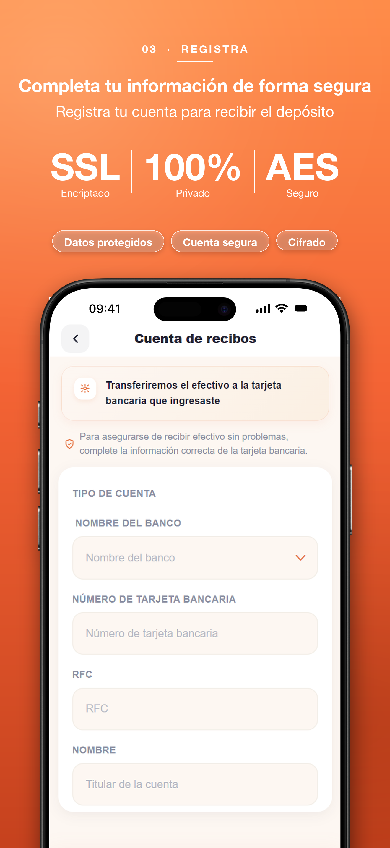 Captura de cuenta bancaria con cifrado extremo a extremo